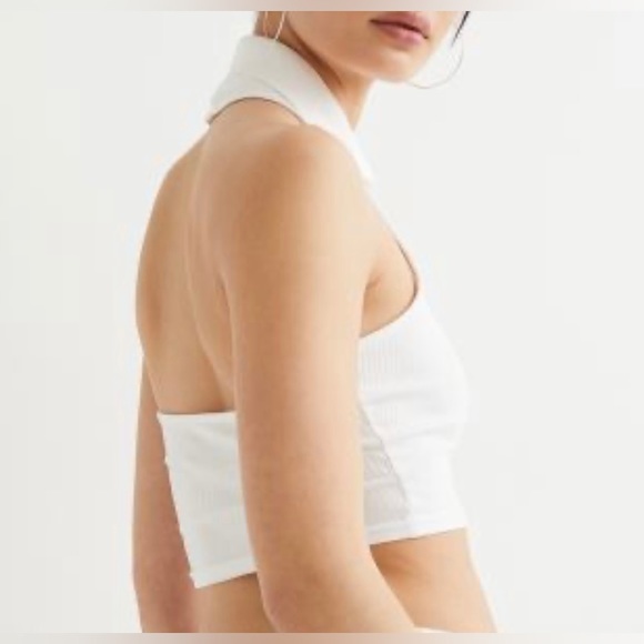 H&M NWT Women’s Halterneck Top with Collar off White Size Small - Picture 2 of 8